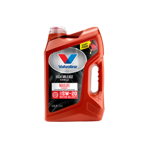 Valvoline High Mileage with MaxLife Technology SAE 5W-20 Synthetic Blend Motor Oil – Easy Pour 5 Quart